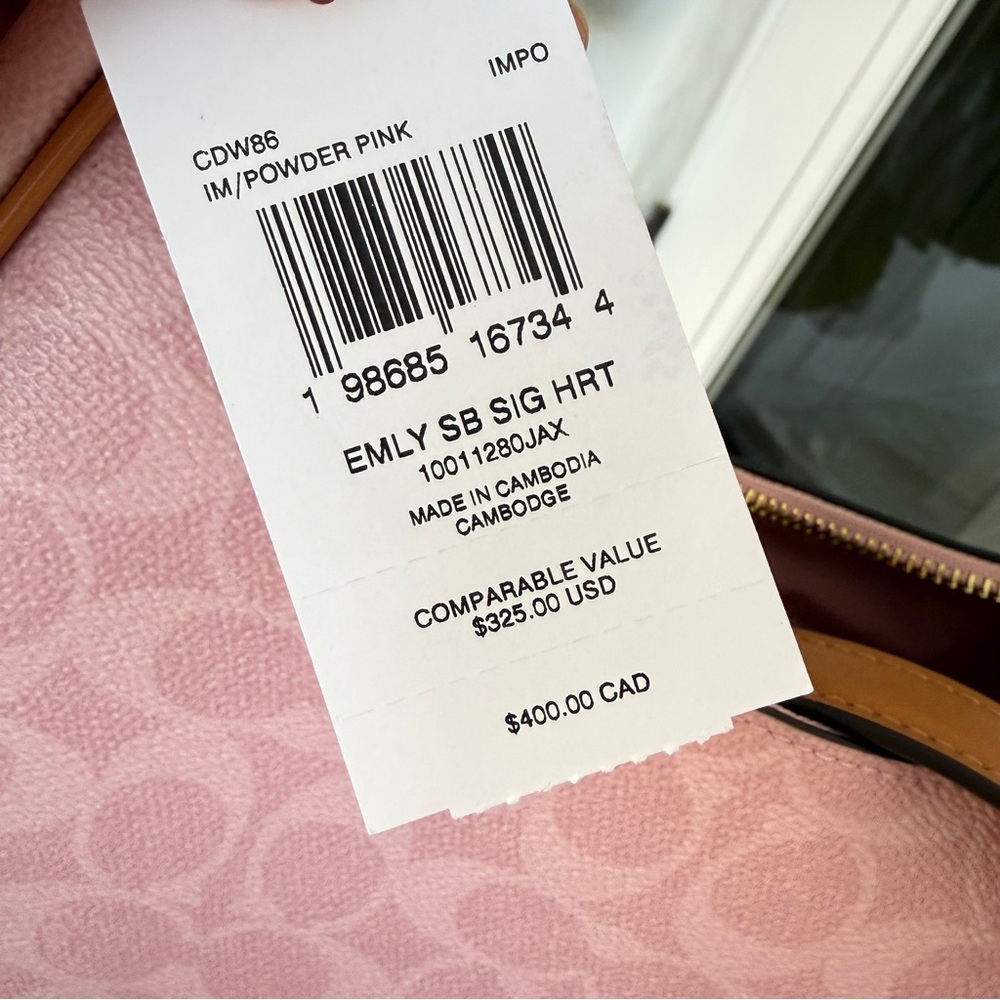 Coach CDW86 Emily Shoulder Bag Signature Canvas With Charms Powder Pink - Picture 16 of 16